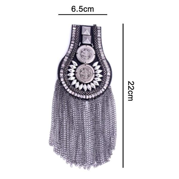 1 par tofslänkkedja Epaulet axelbrädor Badge metallfransad