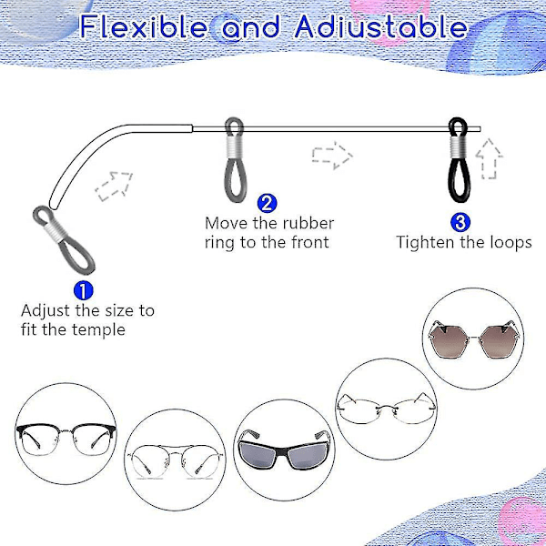 5 stykker Brillestroppkjede, Justerbare Eyeglass-lanyard-halsstropper