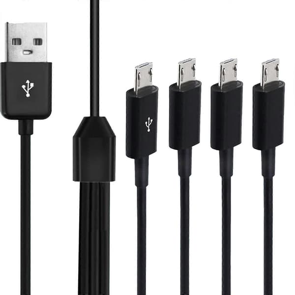Praktisk 4-veis Micro USB-ladekabel Multilader Lad flere enheter enkelt 20 cm/150 cm White