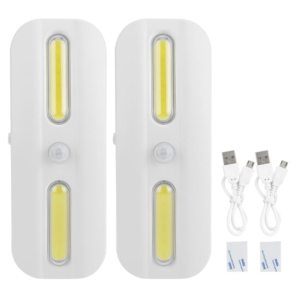 2 STK USB COB LED Bevegelsessensor Skaplys for Hjem Korridor