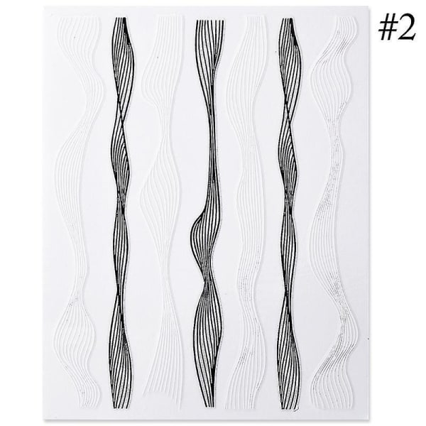 1 stk Sølv Gulllinjer Stripe 3D-negleklistremerke Geometrisk bølget stjernehjerte selvklebende skyvepapir Nail Art-overføringsklistremerker style 4