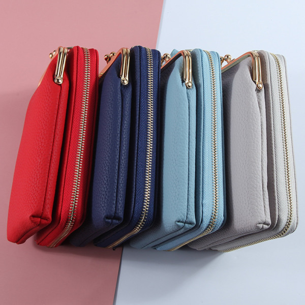 Den nya Mobilväska Plånbok Korthållare Väska med axelrem light blue