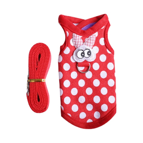 1 set Djurkläder Tredimensionellt mönster Slitstark fållan Utskrift Lättviktig Soft Touch Håll varm tyg Kanin Hamster Väst Sele Med koppel För Red M