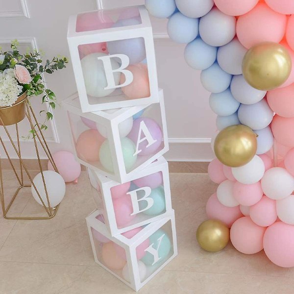 4 st genomskinliga ballonger lådor dekor med bokstäver