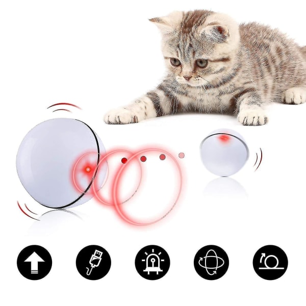 Hhcx-smart Automatisk Kattelegetøj Bold Pet Interactive Auto Rolling Selvroterende Kugle Led Lys Usb (hvid)