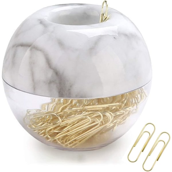 100pcs Gold Paper Clips With Marble White Paper Clips Holder
