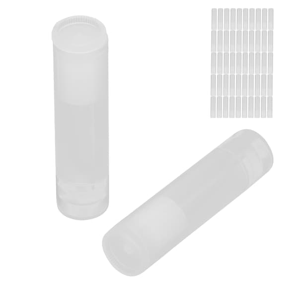 50 stk. læbepomade-rør-sæt Klart DIY makeupbeholder 5 ml læbeglans-stift-rør