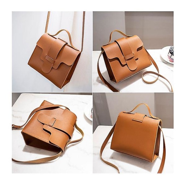 Casual läder Crossbody-väskor för kvinnor Pu-läderhandväskor Tote Axelväskor Messenger (grå)
