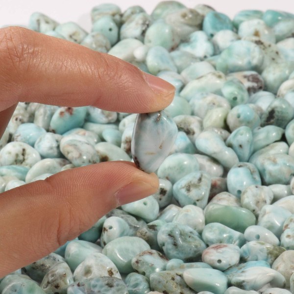 Oregelbundet formade Larimar-pärlor 8-10 mm pärlor 15 tum naturstenspärlor