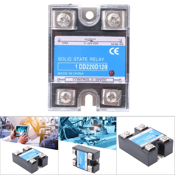 Solid State Relæ DC SSR Input 3-32VDC Belastning 5-220VDC Kontrolrelæ (120A)