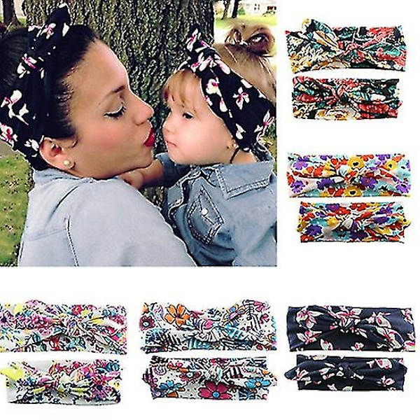2kpl/ set Äiti Baby Kauniit Joustavat Kukkaset Bowknot Hiusnauhat Hiusnauhat 2 2