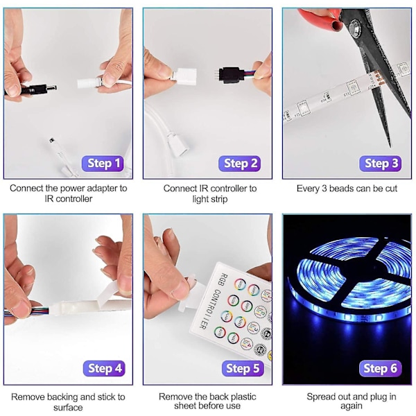 Vattentät 10m Led Strip, Rgb5050 12v Led Strip, Flerfärgad Ip65 med Mucial Timing Funktion-svart White