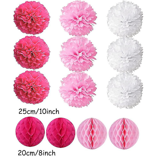 Riippuva set, pehmopaperi Pom Poms -kukkaviuhka ja hunajakennopallot