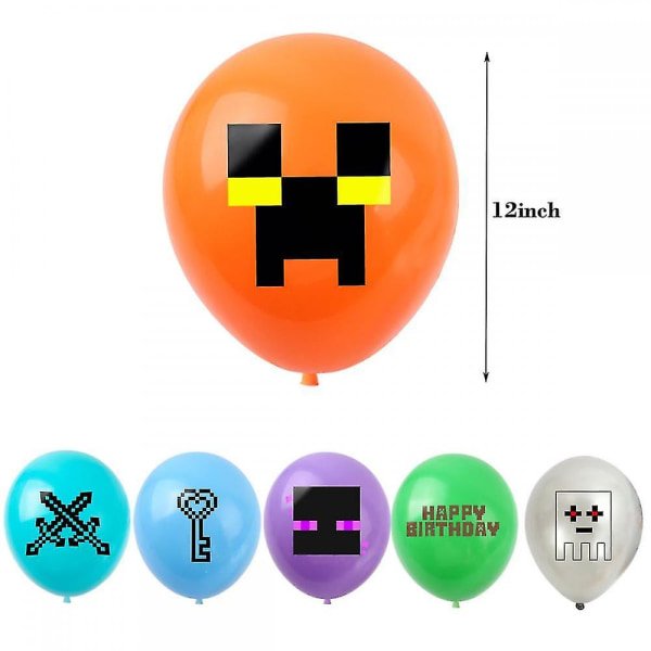 40 stk balloner 12 tommer pixel-tema latexballoner, til festdekoration, fødselsdagsfestartikler eller bueguirlandedekoration (lilla)