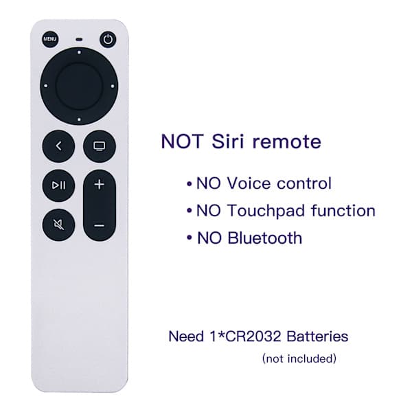 【BQ】Universell fjernkontroll for Apple TV 4K Kompatibel erstatningsfjernkontroll Hvit