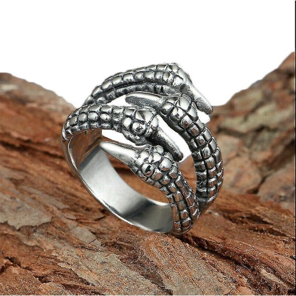 Silver Claw Rings Men Women Dragon Claws Shaped Jewelry Rings Open Rings Stainless Steel Punk Goth Eagle Demon 8