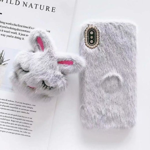För Iphone X / Xs Plush Rabbit Phone Protect Case(rosa)