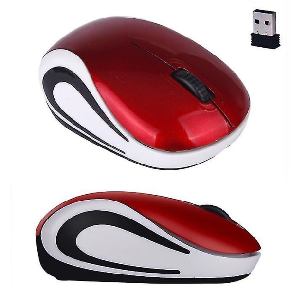 Søt Mini 2,4 Ghz trådløs optisk mus Mus for PC Laptop Notebook Rød Red