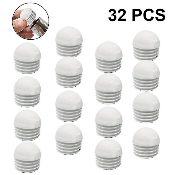 32 delar rörpluggar, runda cap, rör, lamellpluggar 19mm White