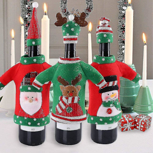 st julvinflaskskydd, ful jultröja vinflaskskydd for julfestdekorationer