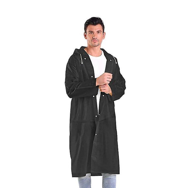Unisex regnjacka med huva Poncho utomhus vattentät regnjacka svart