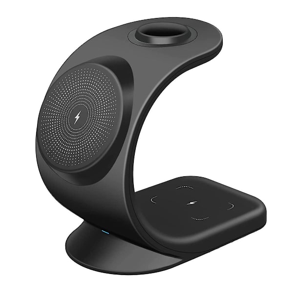 3 i 1 magnetisk trådlös laddare, laddstationsställ för 13 12 Plus Pro Max, 1-8 Black