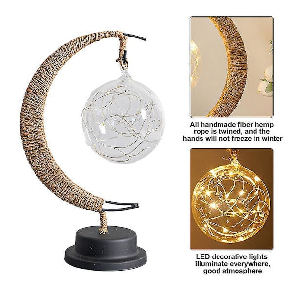 Dekorativ bordslampa, Moon Night Lamp Winding Bomullstråd Led Light Lamp style 2