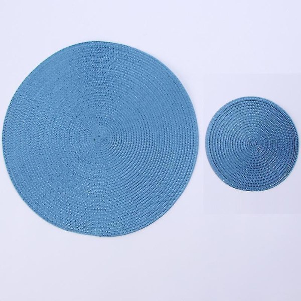 2stk Rundvev dekkematte Mote Pp Spisebordmatte Disc Pads blue 18CM