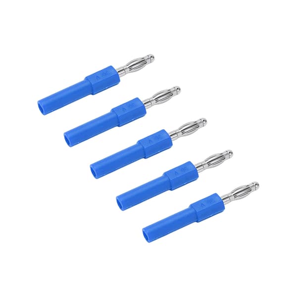 5 stk. 4 mm bananstikadapter, stærk forbindelse, god ledningsevne, 4 mm til 2 mm konvertering, bananstik, blå