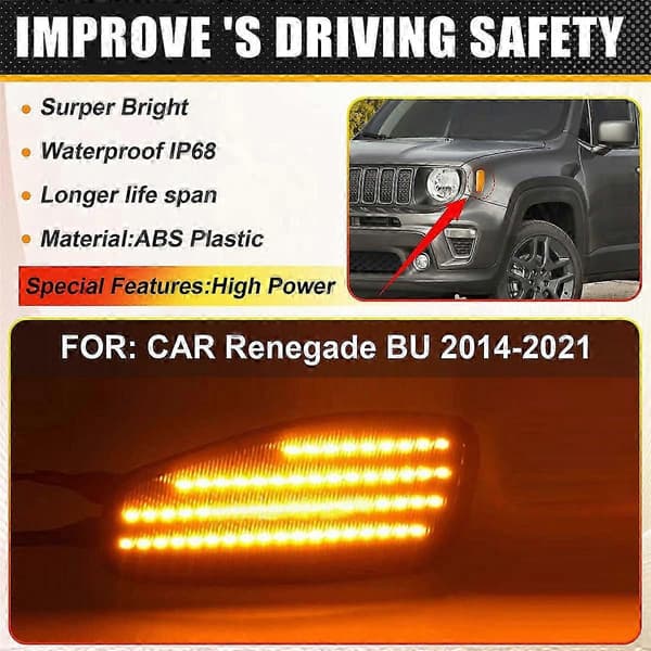 Jeep Renegade 2014-2020 LED forreste sidemarkeringsblinklys 68256049AA 68256050AA