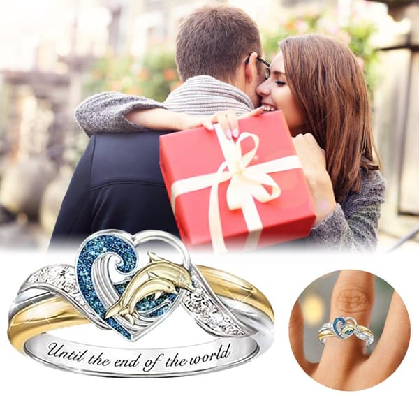Dolphin Ring - Til Verdens Ende - Indlagt Ring Smykke Gave til Mors Dag