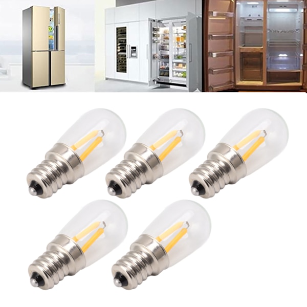 5 st Kylskåpslampa Glödlampa Låg Värme Låg Power E12 LED Kylskåp Glödlampa 110V Varmt Ljus