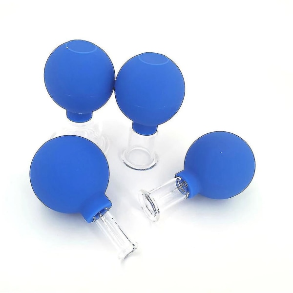 4 Stk Massasje Gummi Ansikt Hudløftende Vacuum Cupping Therapy Tool Blue