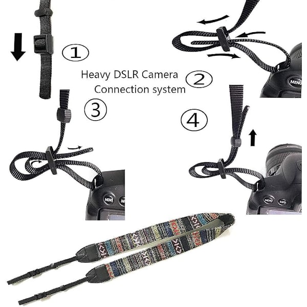 Kamerarem Axelrem Bohemisk stil kamerarem för DSLR/SLR/Nikon etc