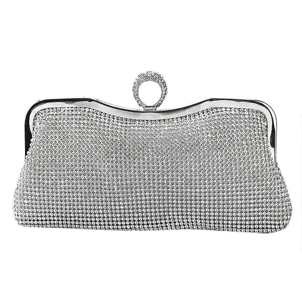 Naisten muoti iltakäsilaukku Diamond tekojalokivi Party Clutch olkalaukku Silver