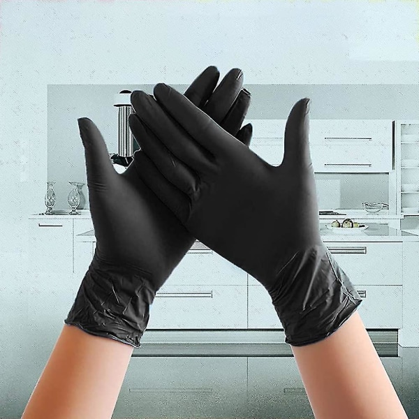 Mustat hansikkaat, 100 korkealaatuista kertakäyttökäsinettä. Ihanteellinen suojaksi