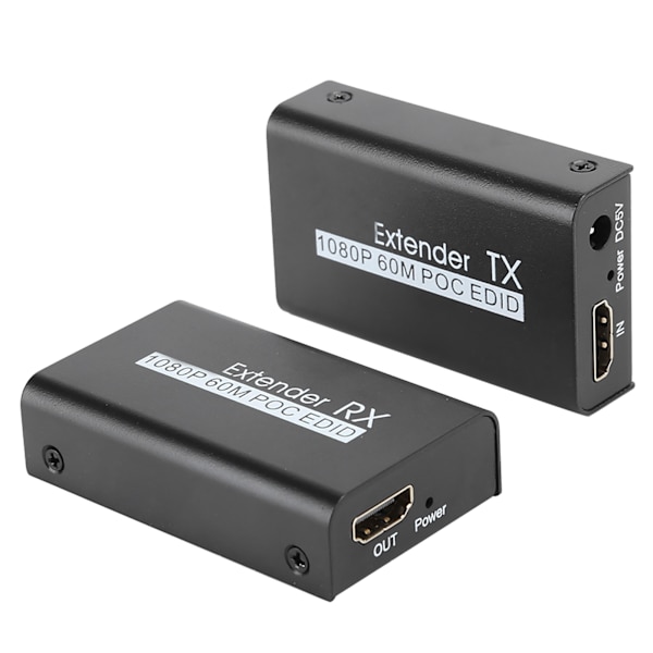 HDMI Extender 60M Internet Transmitter til POC Kabel Strøm EDID Læringsfunktion 100‑240VEU