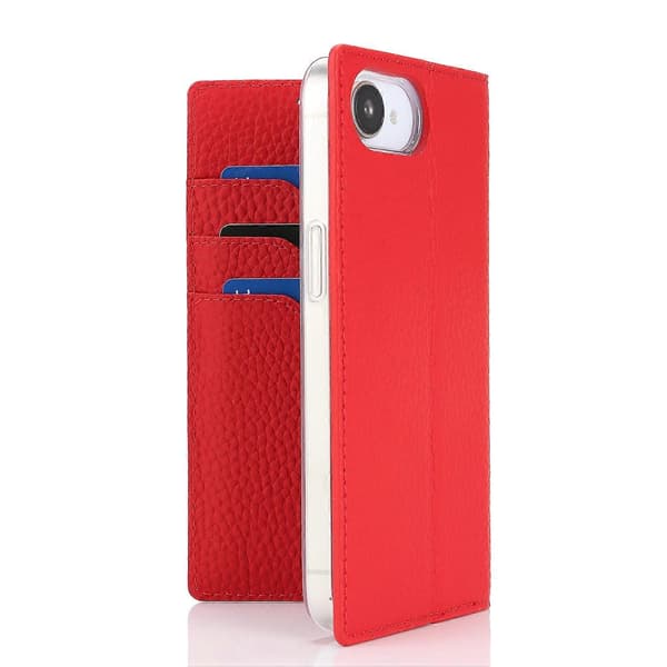 Kompatibelt med iPhone 16e plånboksfodral i äkta läder, litchitextur, flerfärgat Multicolor Red