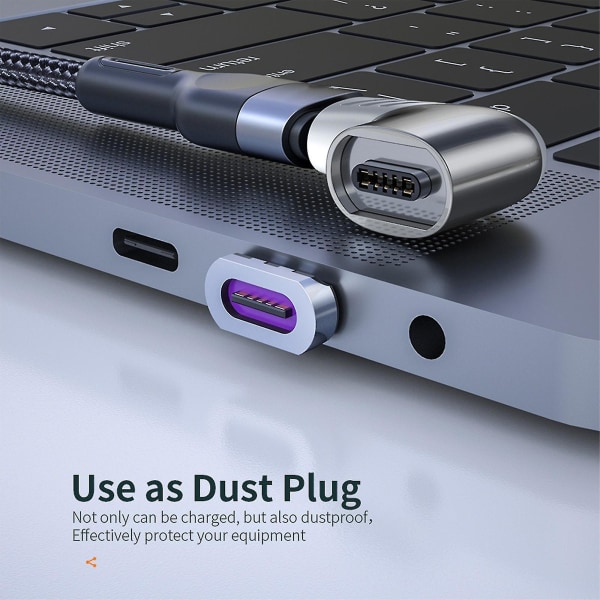 Magnetisk Usb C Adapter Højre Vinklet Stik Support Pd 100w Hurtigopladning Kompatibel med Usb C Mobile Laptops Tablets