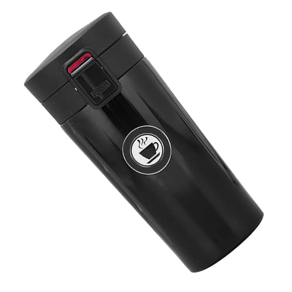 500ml Isolerad Kaffemugg i Rostfritt Stål Bärbar Studs Lock Svart
