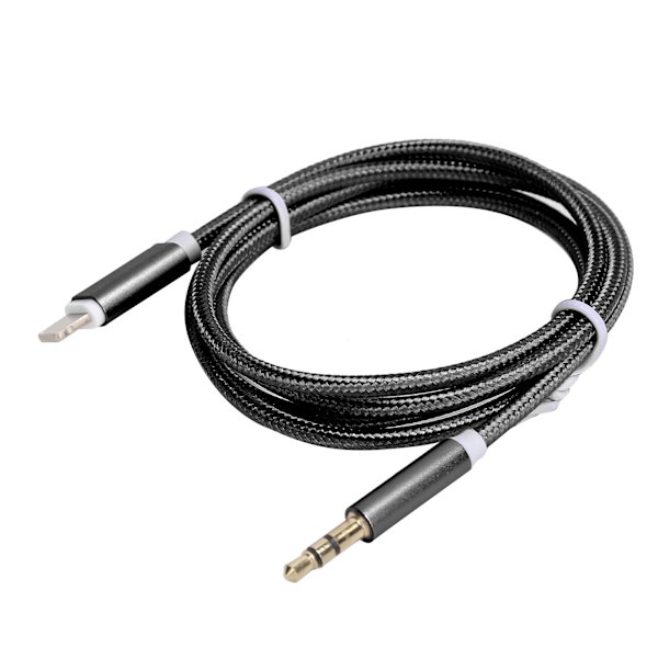 AUX-kabel til bil til IOS 12 3,5 mm AUX-lyd til IOS-interfaceadapter Nylonflettet kabel Sort