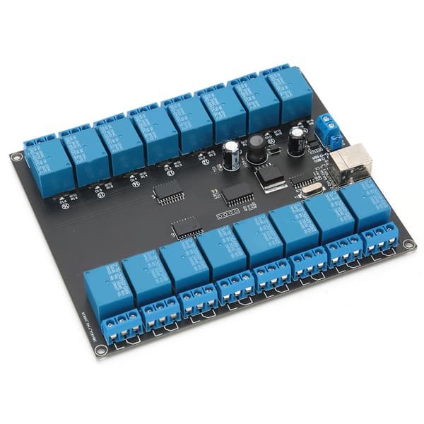 16-kanals USB-styrd relämodul, 9-36V, opto-isolerad