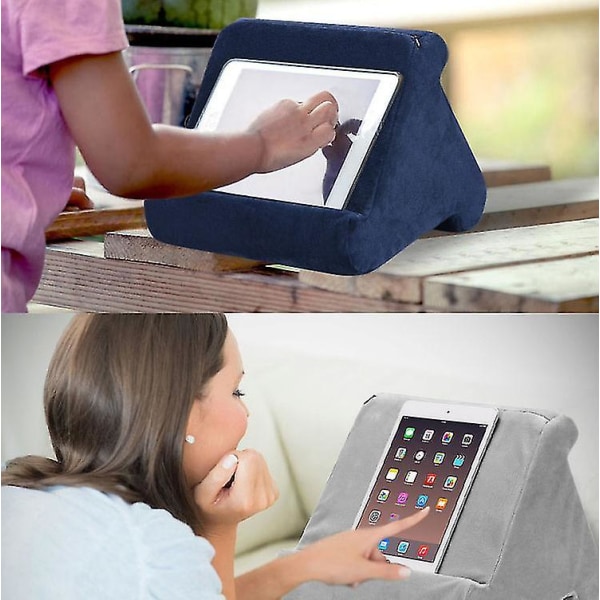 Flervinklet lapmonteret blødt tabletbog og e-læserstativ Grey B