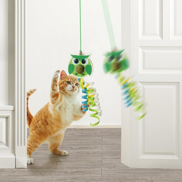 Kattleksakssugkopp med hög elasticitet Rephängande Catnip Interactive Kitten Hängande Automatisk rolig leksak för inomhusstad Green