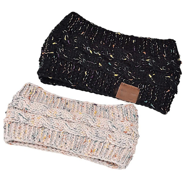 Kvinder Vinter Varm Pandebånd Fuzzy Fleece Foret Tykke Kabel Strik Wrap