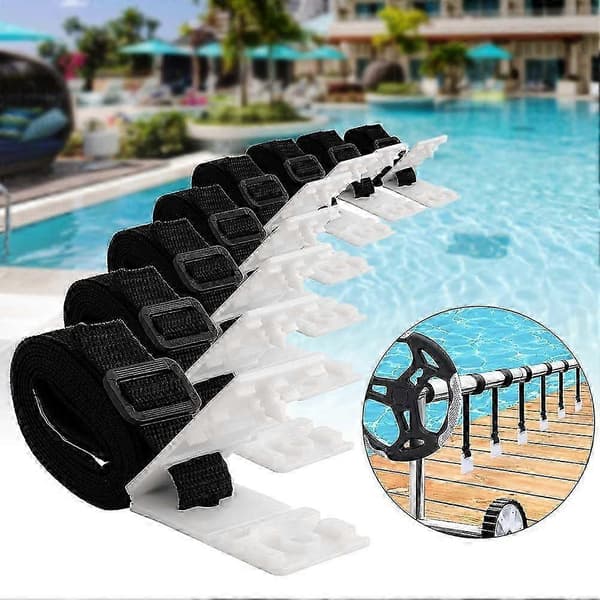 Pool Solar Cover Attachment Kit, 8 Solar Cover Straps, Universal Solar Cover Reel Attachment Strap Kit, for In-Ground Pool