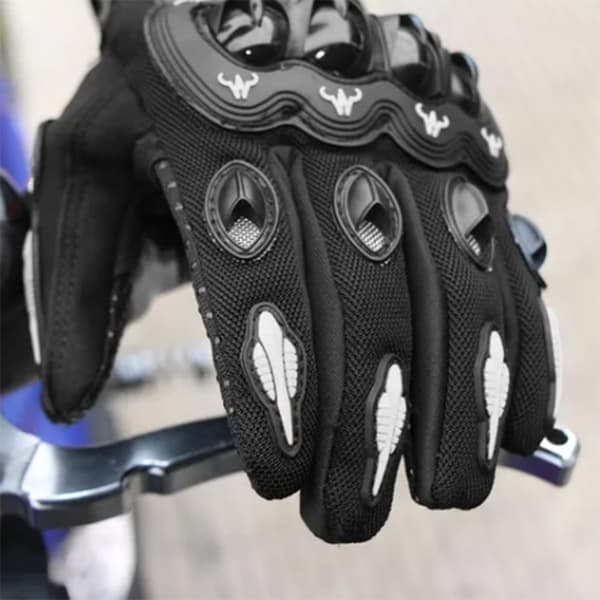 1 par grå og sorte ridderhandsker til motorcykel- og cykelkørsel størrelse L 8,5 til 9 cm