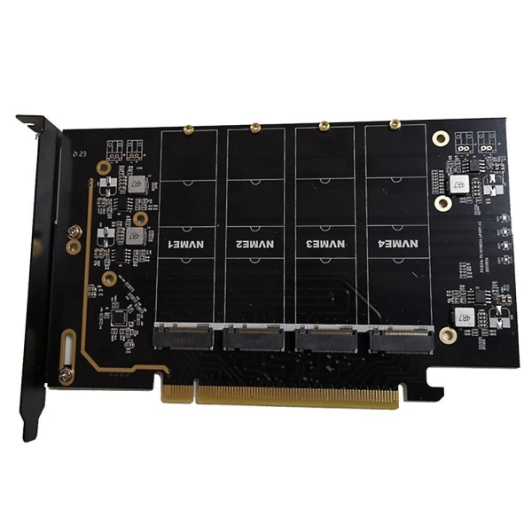 M.2 Nvme To Pcie 4.0 X16 Adapter Card, Stöder 4 Nvme M.2 2280, Stöder Bifurcation Raid black