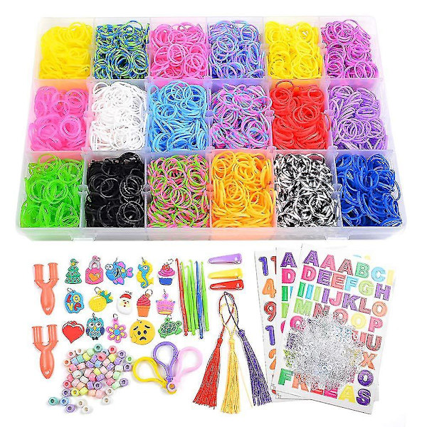 Gummiband Refill Loom Kits 18 färger Loom Bands Set för armbandstillverkning Diy