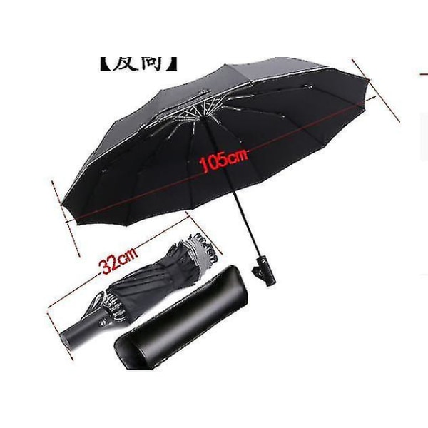 12 Ribs Inverted Umbrella Windproof Travel Umbrella Reverse Folding Umbrella With Reflection